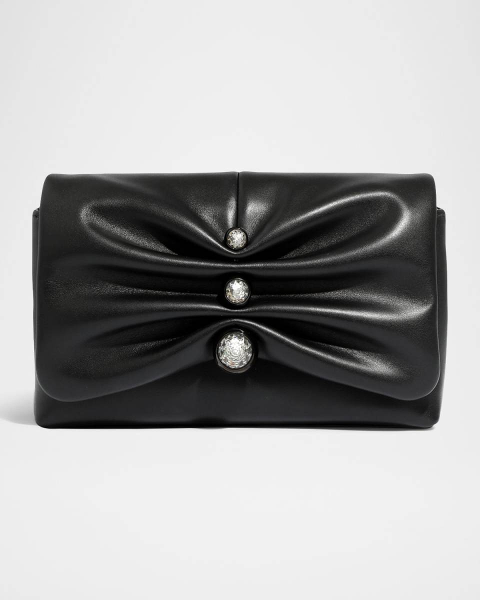 Molton Crystal Ruched Leather Crossbody Bag